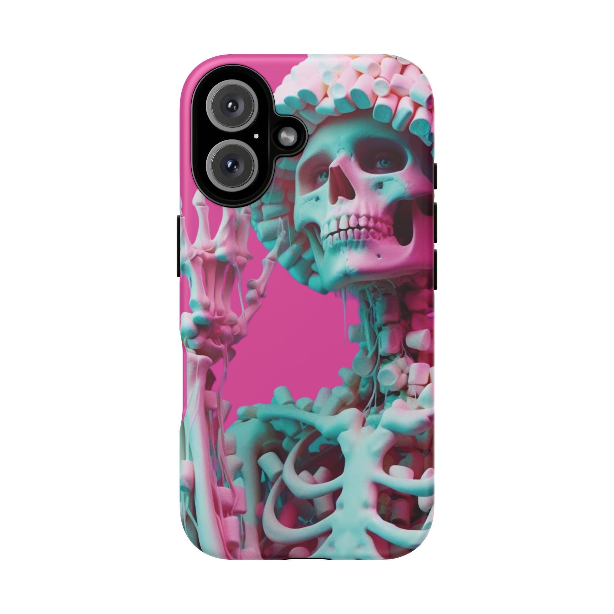 Neon Pink Skeleton Tough Phone Case for iPhone, Galaxy and Google Pixel