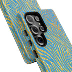 Blue Gold Zebra Tough Case for iPhone, Galaxy, or Google Pixel