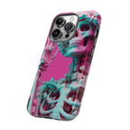 Neon Pink Skeleton Tough Phone Case for iPhone, Galaxy and Google Pixel