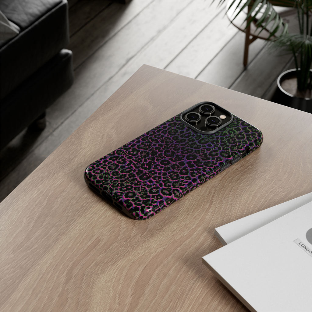 Colorful Leopard Tough Phone Case for iPhone, Galaxy, or Google Pixel