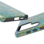 Blue Gold Zebra Tough Case for iPhone, Galaxy, or Google Pixel