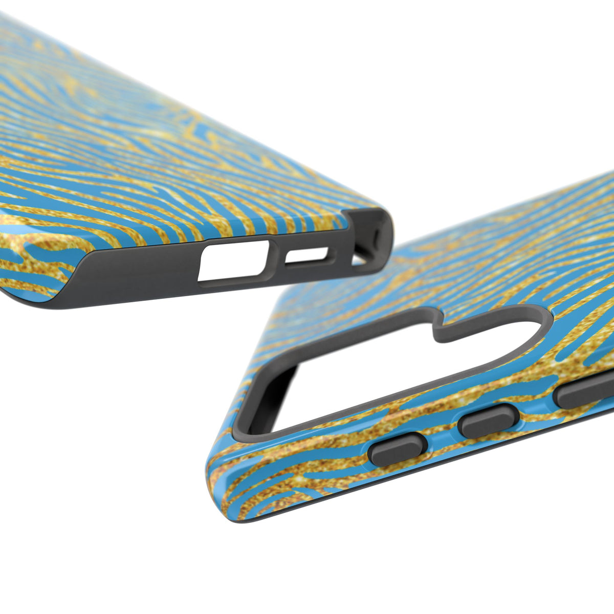 Blue Gold Zebra Tough Case for iPhone, Galaxy, or Google Pixel