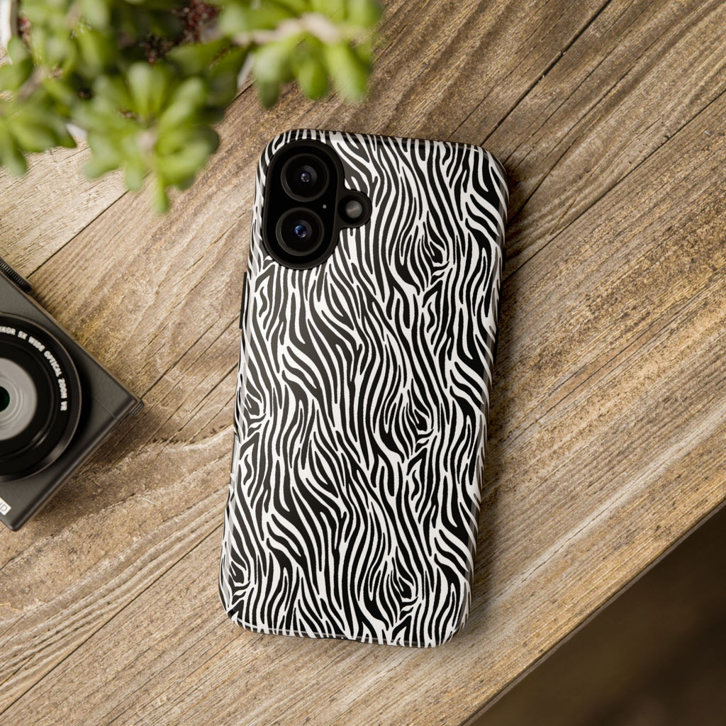 Black and White Zebra Print Tough Case iPhone, Galaxy and Google Pixel