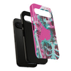 Neon Pink Skeleton Tough Phone Case for iPhone, Galaxy and Google Pixel