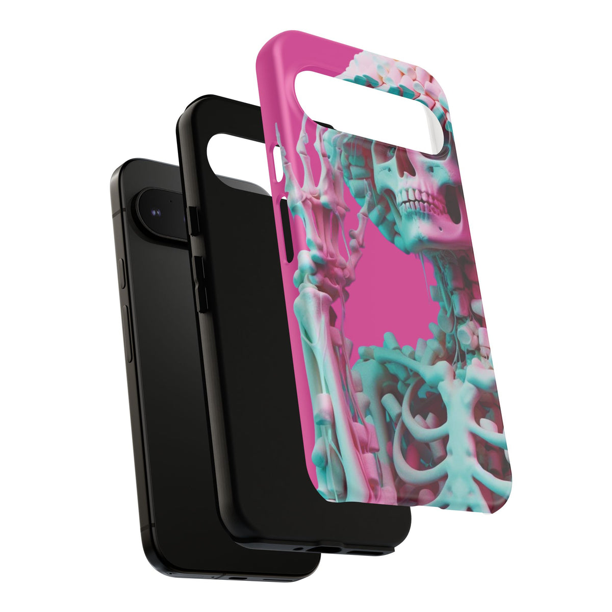 Neon Pink Skeleton Tough Phone Case for iPhone, Galaxy and Google Pixel