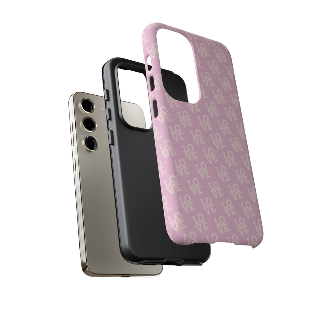 LOVE Pink Tough Phone Case for iPhone, Galaxy, or Google Pixel