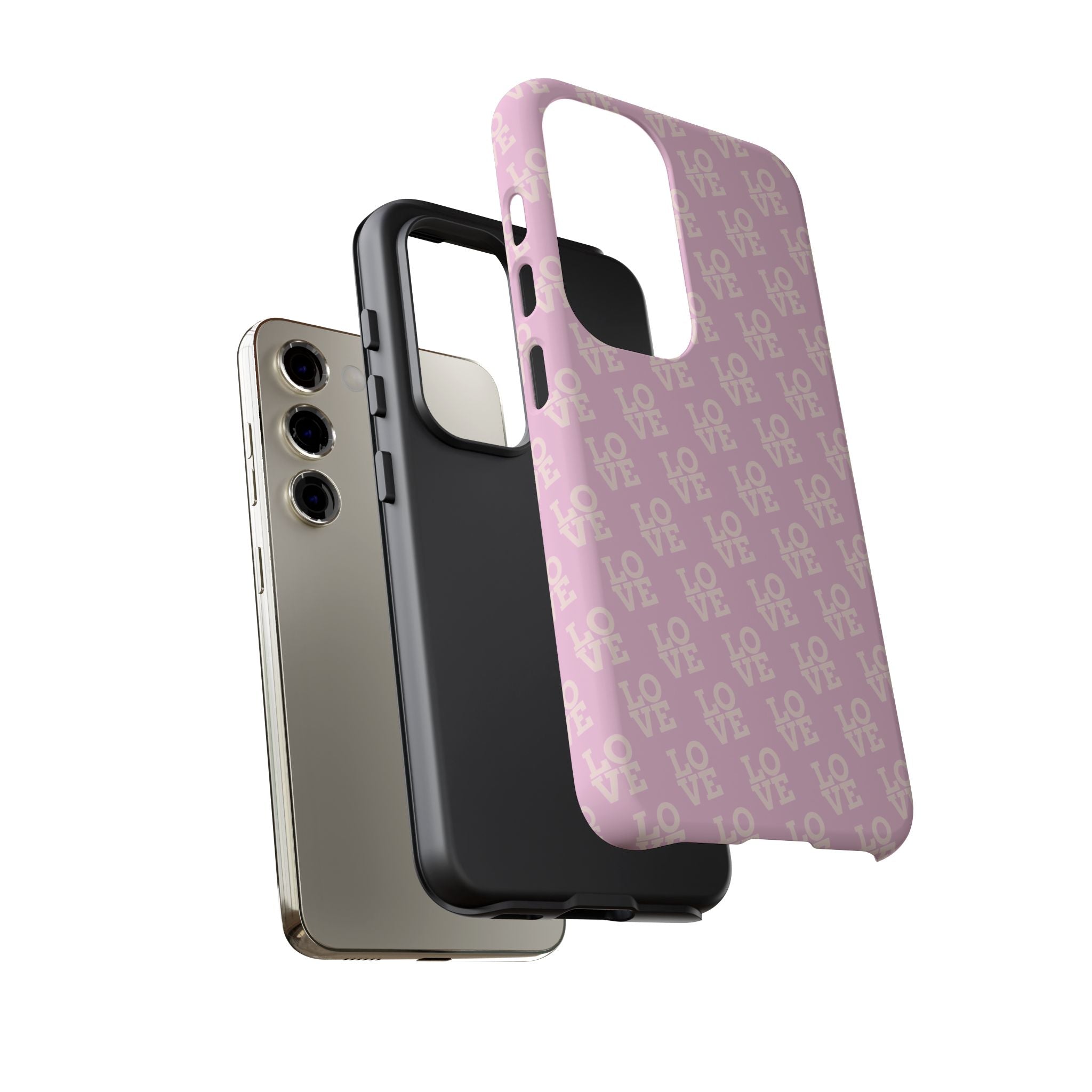 LOVE Pink Tough Phone Case for iPhone, Galaxy, or Google Pixel