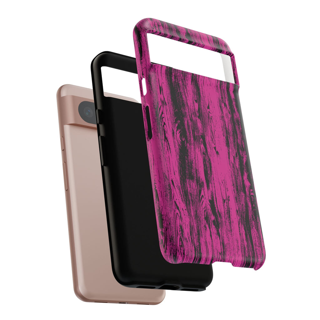 Hot Pink wood print Design Tough Phone Case for iPhone, Galaxy, or Google Pixel