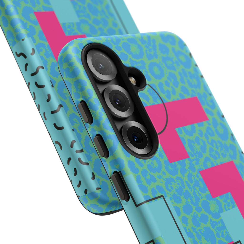 LOVE Aqua Blue Leopard RG Tough Phone Case iPhone, Galaxy, or Google Pixel