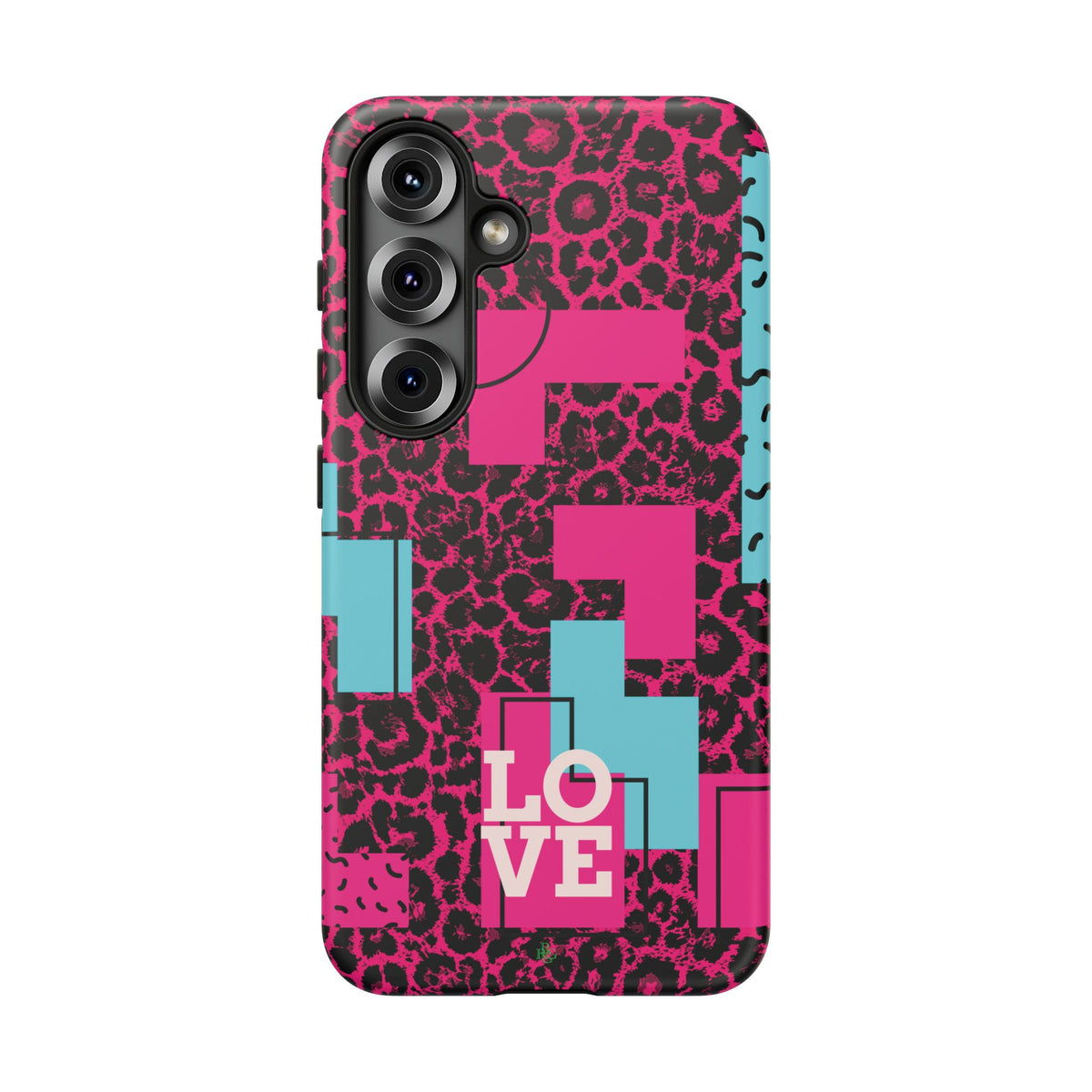 Pink Love Retro Blocks Leopard RG Tough Phone Case for iPhone, Galaxy, or Google Pixel