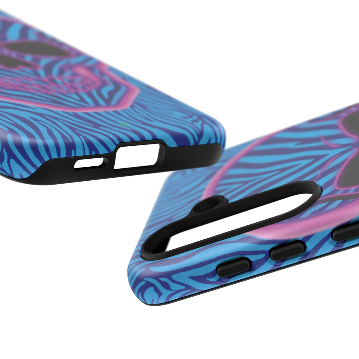 Neon Zebra Skull Tough Phone Case for iPhone, Galaxy, or Google Pixel