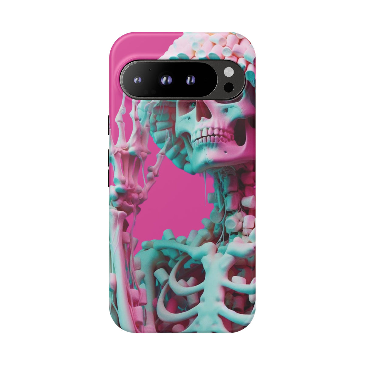Neon Pink Skeleton Tough Phone Case for iPhone, Galaxy and Google Pixel