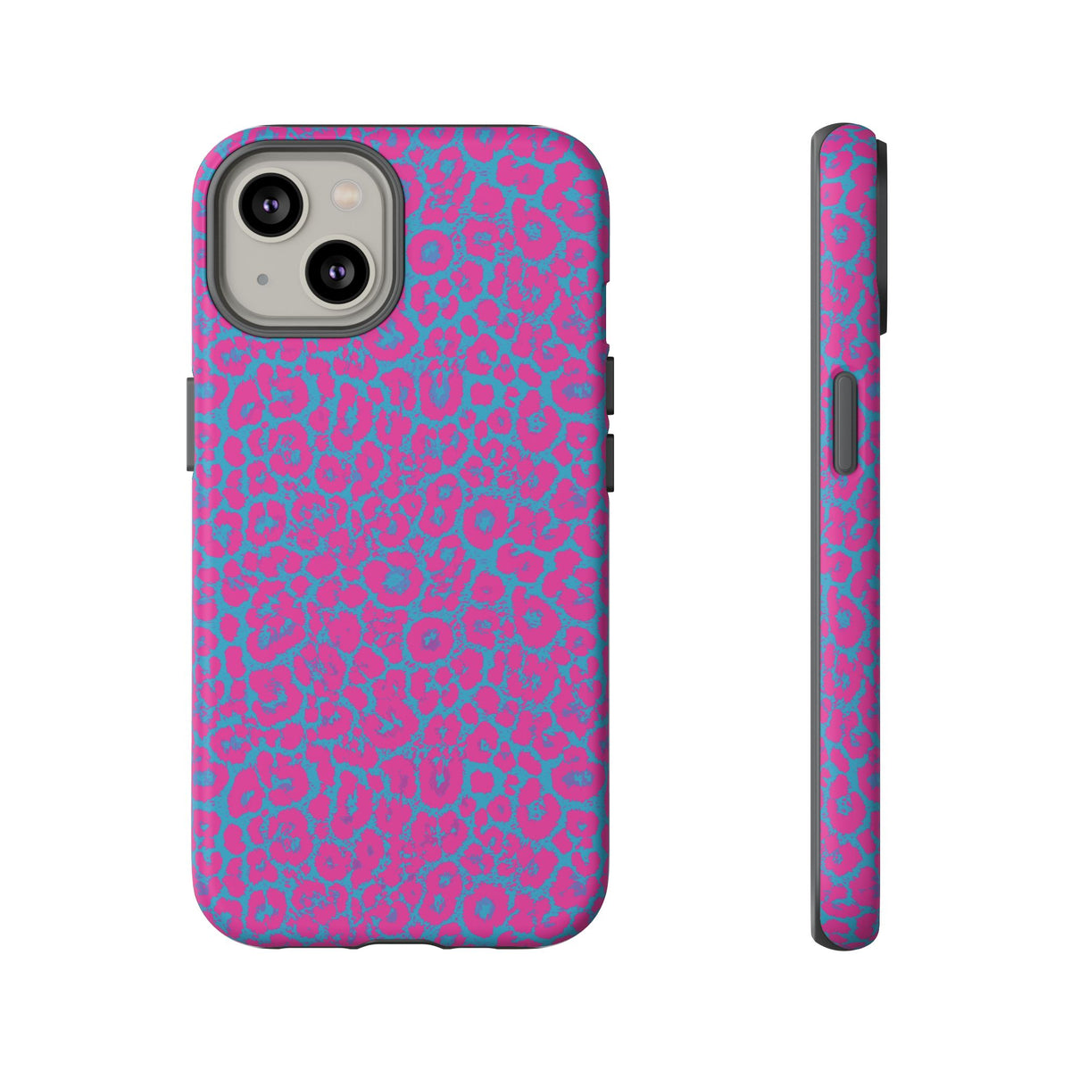 Pink Blue Leopard Tough Phone Case iPhone, Galaxy, or Google Pixel