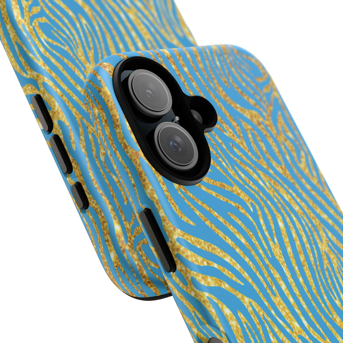 Blue Gold Zebra Tough Case for iPhone, Galaxy, or Google Pixel