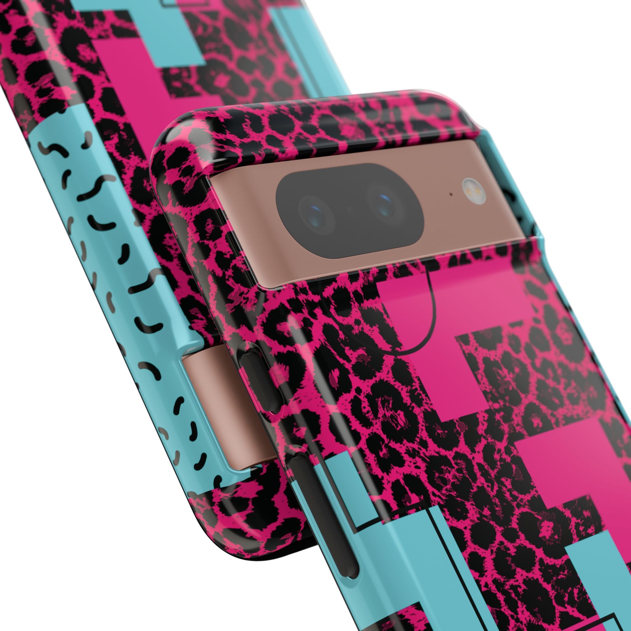 Pink Love Retro Blocks Leopard RG Tough Phone Case for iPhone, Galaxy, or Google Pixel