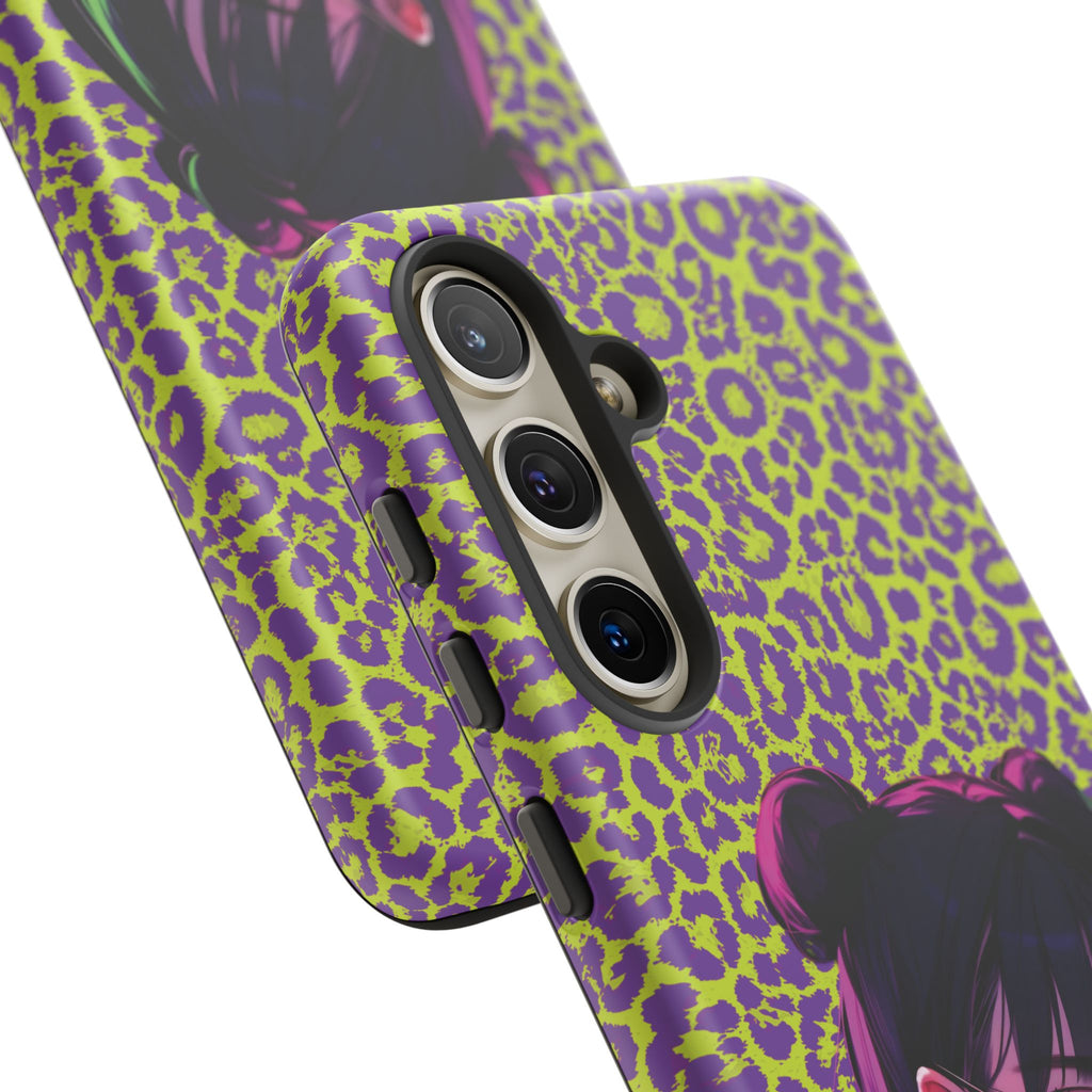 Purple Neon Lime Leopard Kz Tough Case for iPhone, Galaxy, or Google Pixel
