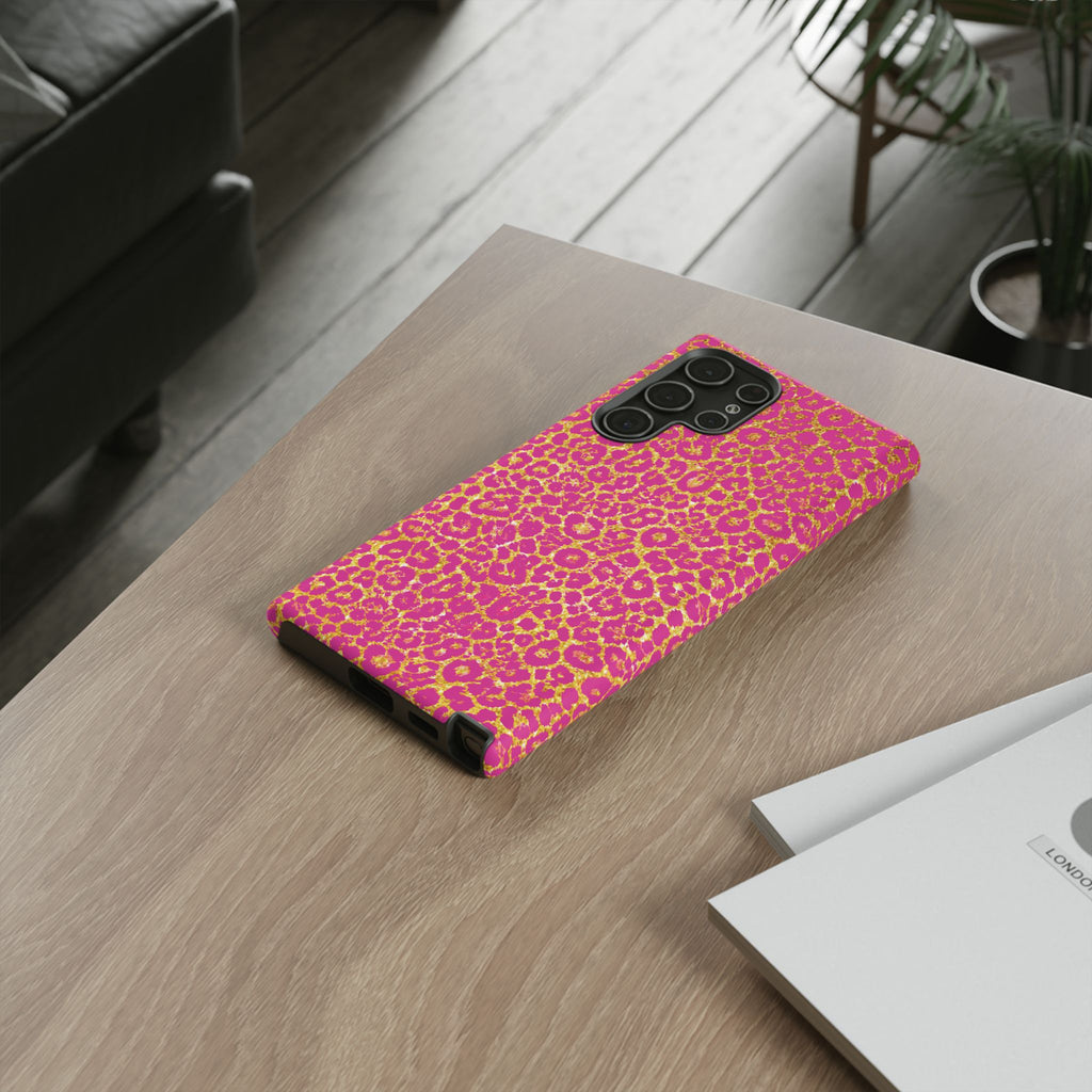 Pink Gold Leopard Tough Case for iPhone, Galaxy, or Google Pixel
