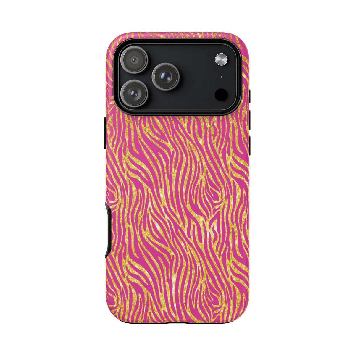 Pink Gold Zebra Print Tough Case for iPhone, Galaxy, or Google Pixel