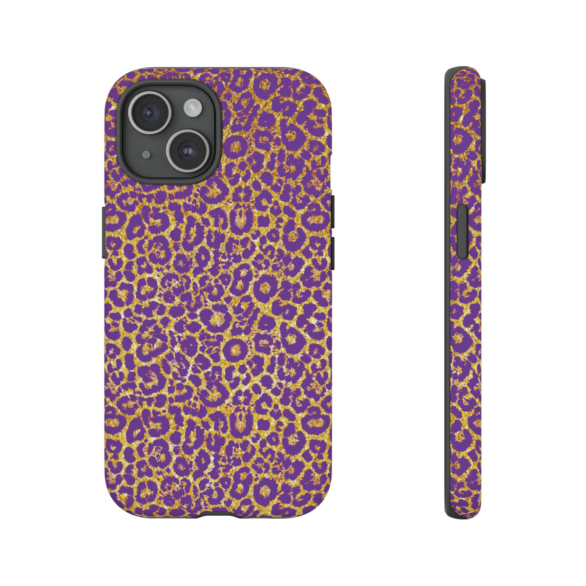 Purple Gold Leopard Tough Phone Case for iPhone, Galaxy, or Google Pixel
