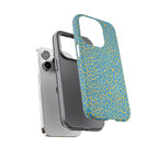 Blue Gold Leopard Tough Phone Case for iPhone, Galaxy, or Google Pixel