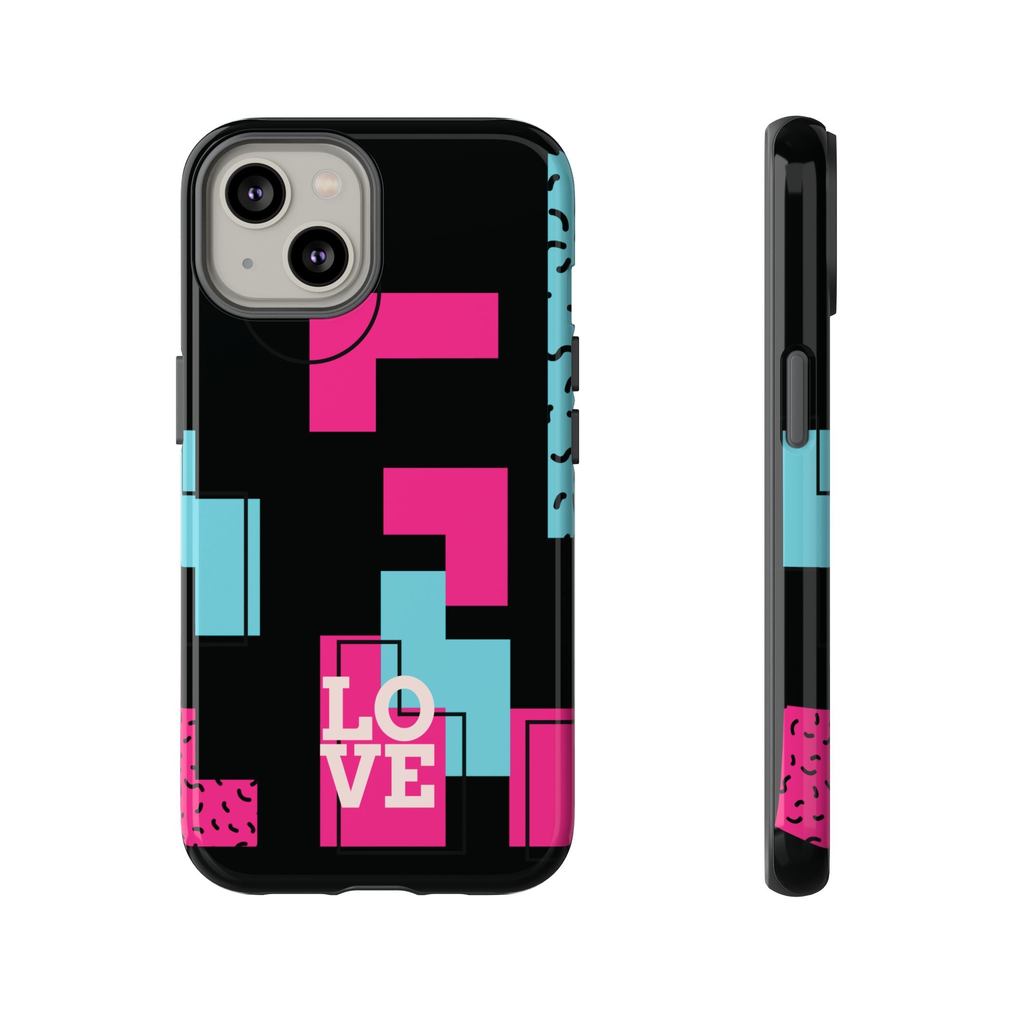 Retro Blocks LOVE Tough Case for iPhone, Galaxy or Google Pixel