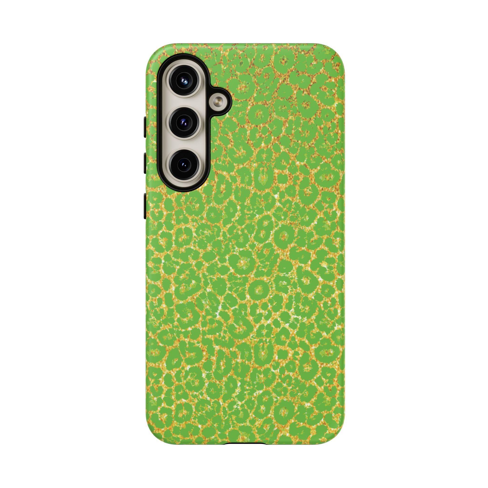 Neon Green Gold Leopard Tough Phone Case iPhone, Galaxy, or Google Pixel