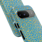 Blue Gold Leopard Tough Phone Case for iPhone, Galaxy, or Google Pixel