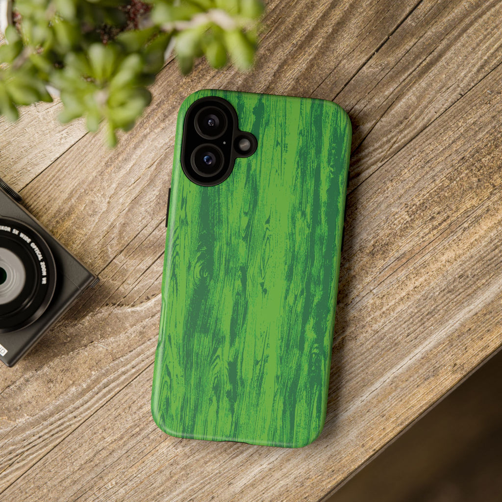Neon Green Wood Tough Phone Case iPhone, Galaxy, or Google Pixel