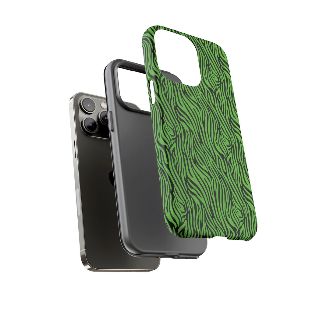 Neon Green Zebra Tough Phone Case iPhone, Galaxy, or Google Pixel