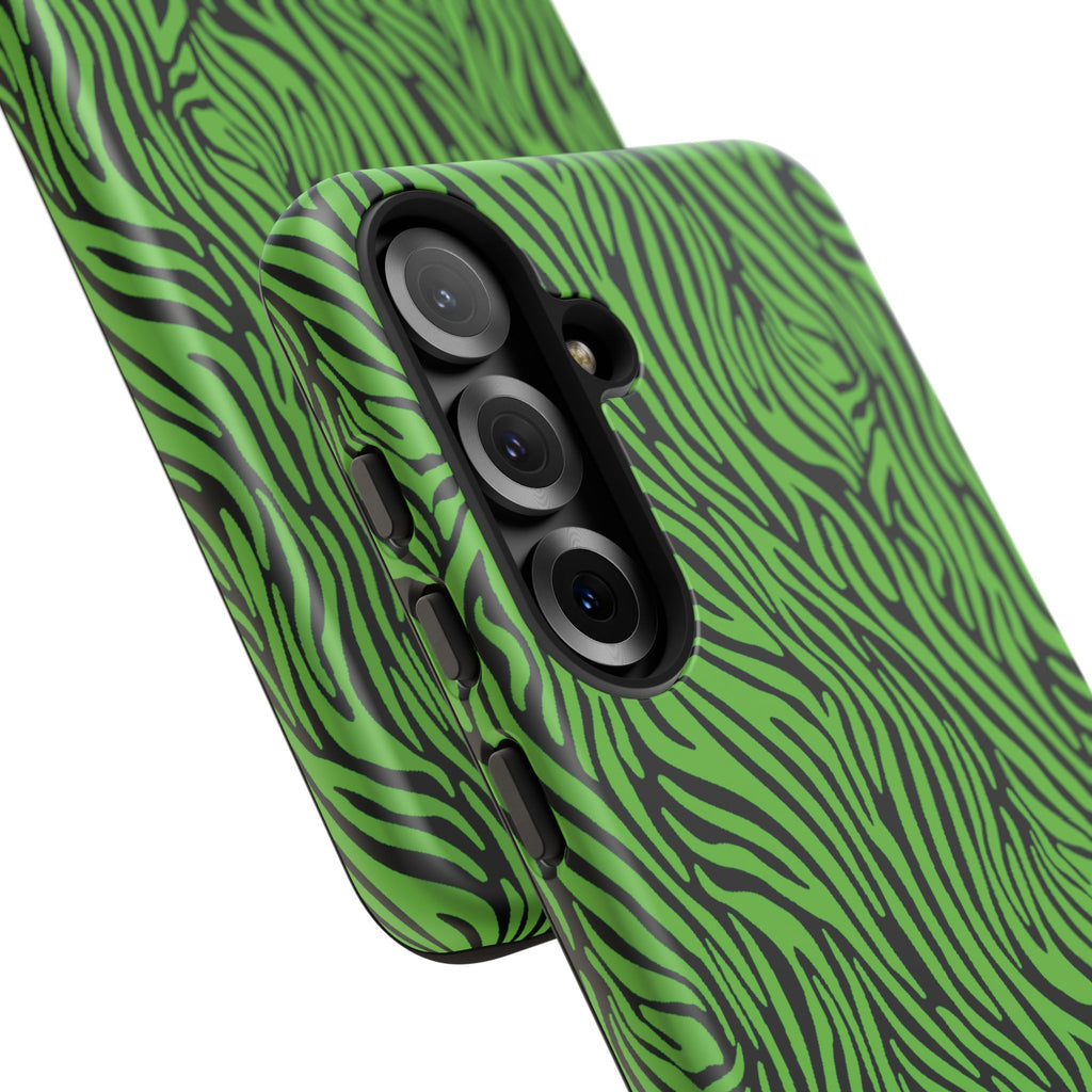 Neon Green Zebra Tough Phone Case iPhone, Galaxy, or Google Pixel