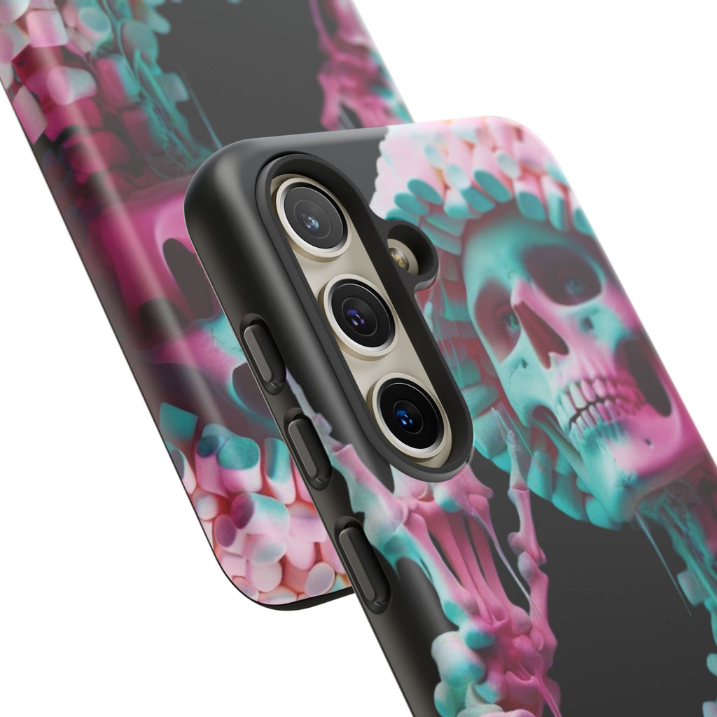 Neon Pink Skeleton (Black) Tough Phone Case for iPhone, Galaxy, or Google Pixel