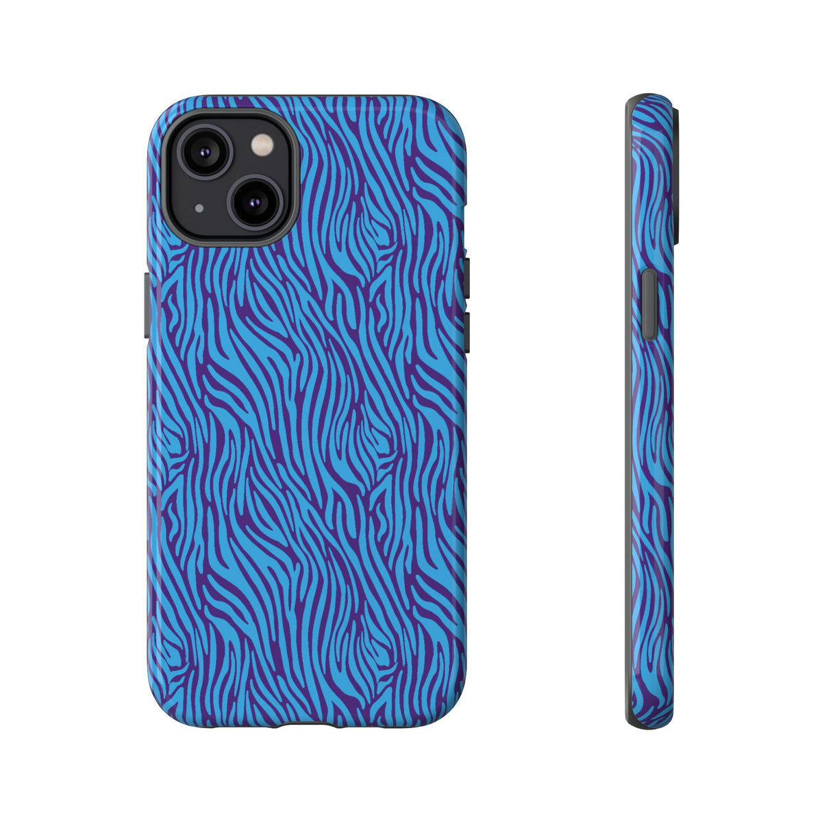 Zebra Print Blue and Purple Tough Case for iPhone, Galaxy or Google Pixel