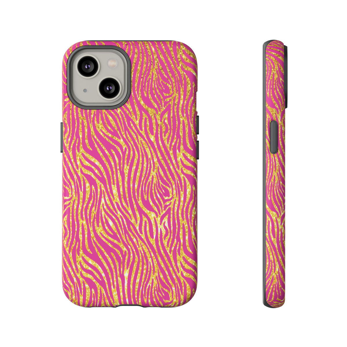 Pink Gold Zebra Print Tough Case for iPhone, Galaxy, or Google Pixel