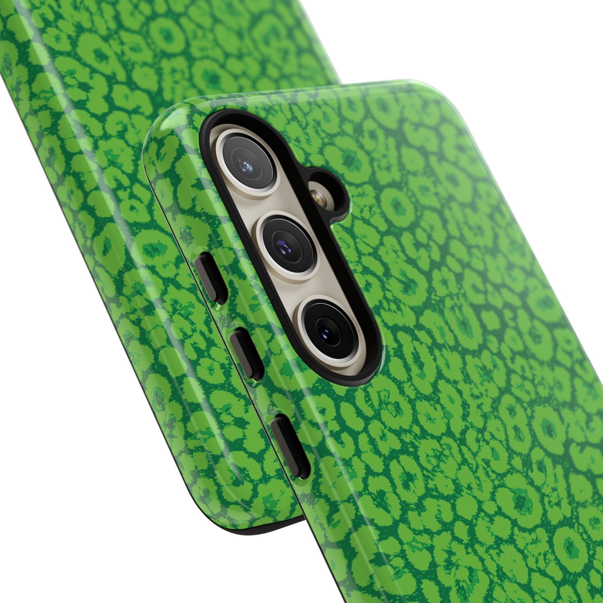 Neon Green Leopard Tough Phone Case for iPhone, Galaxy, or Google Pixel