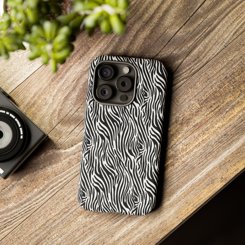 Black and White Zebra Print Tough Case iPhone, Galaxy and Google Pixel