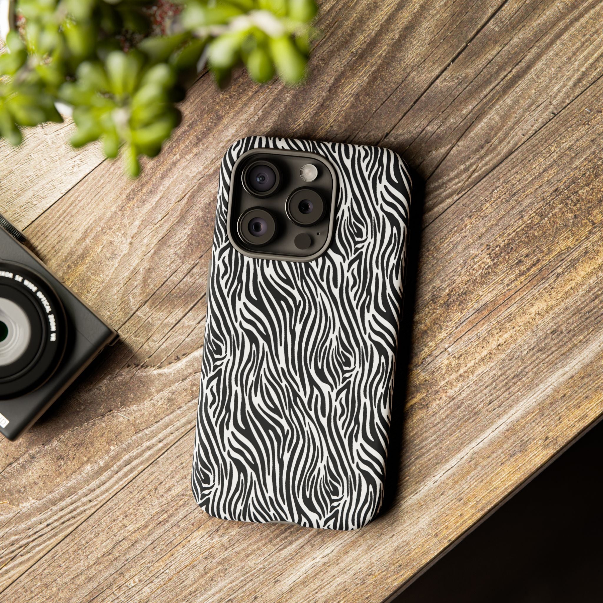 Black and White Zebra Print Tough Case iPhone, Galaxy and Google Pixel