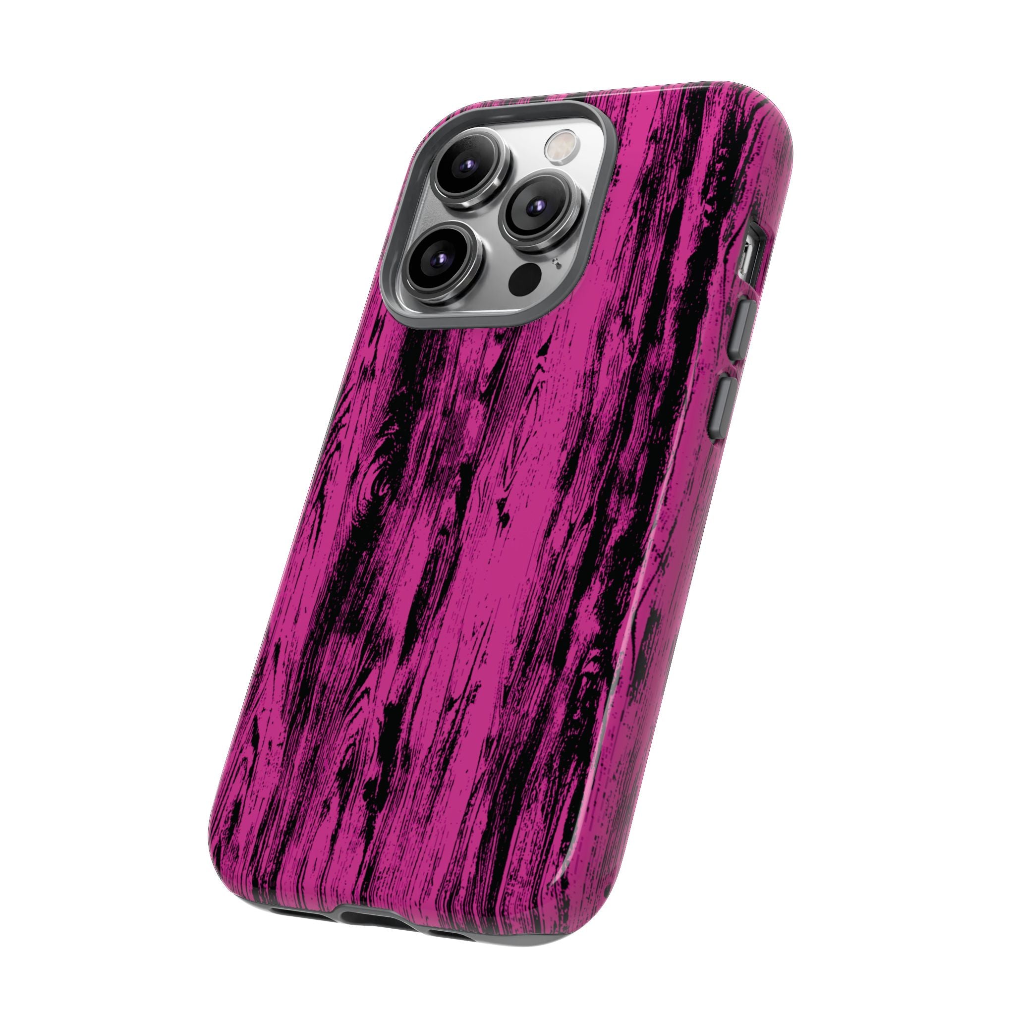 Hot Pink wood print Design Tough Phone Case for iPhone, Galaxy, or Google Pixel