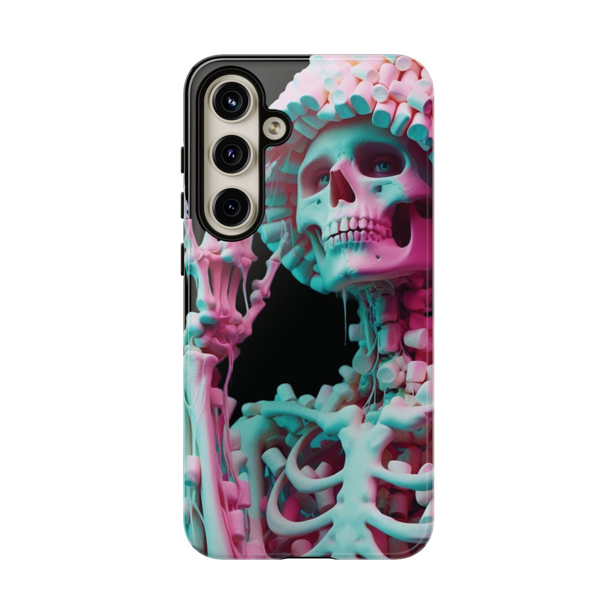 Neon Pink Skeleton (Black) Tough Phone Case for iPhone, Galaxy, or Google Pixel