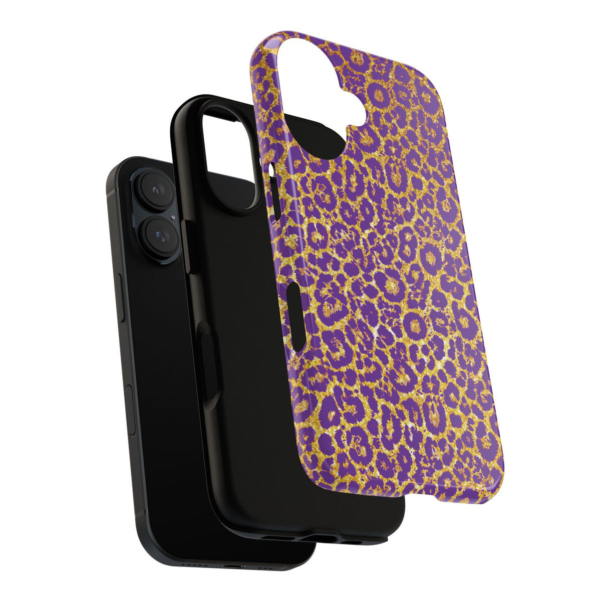 Purple Gold Leopard Tough Phone Case for iPhone, Galaxy, or Google Pixel