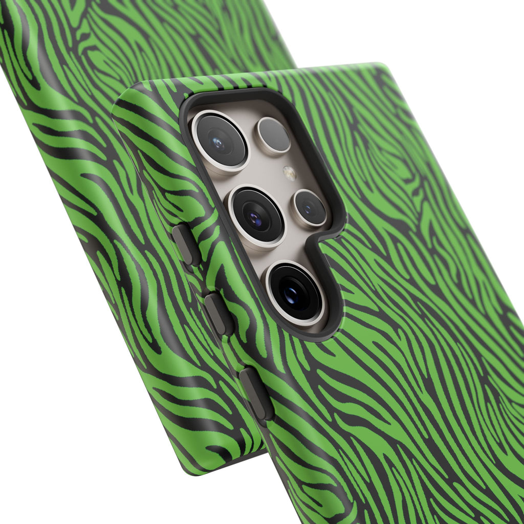 Neon Green Zebra Tough Phone Case iPhone, Galaxy, or Google Pixel