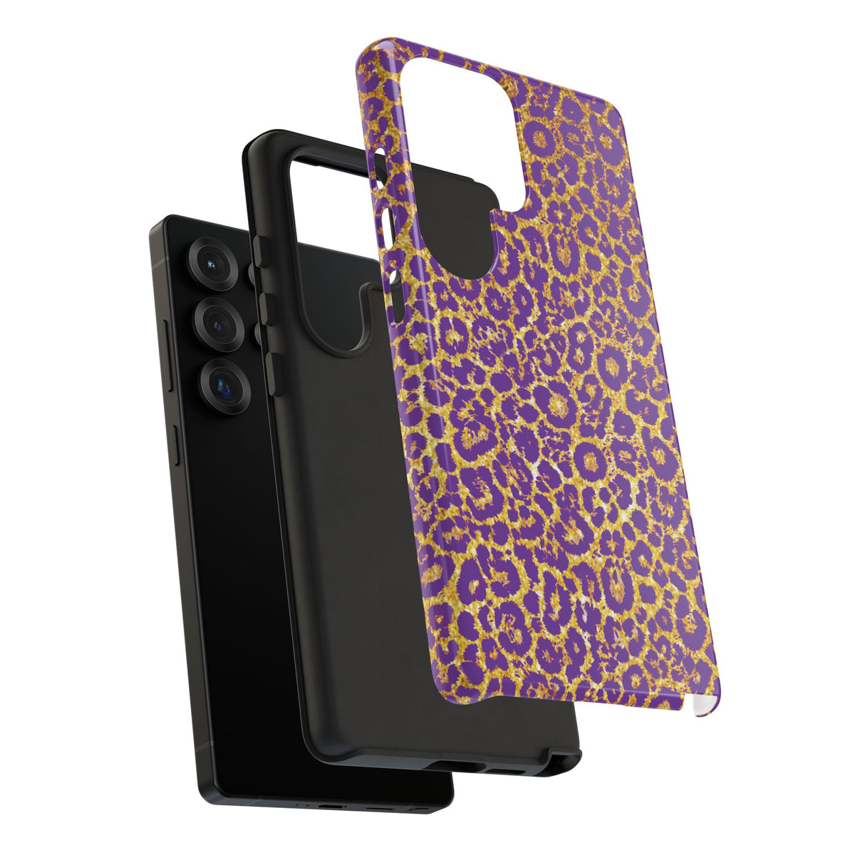 Purple Gold Leopard Tough Phone Case for iPhone, Galaxy, or Google Pixel