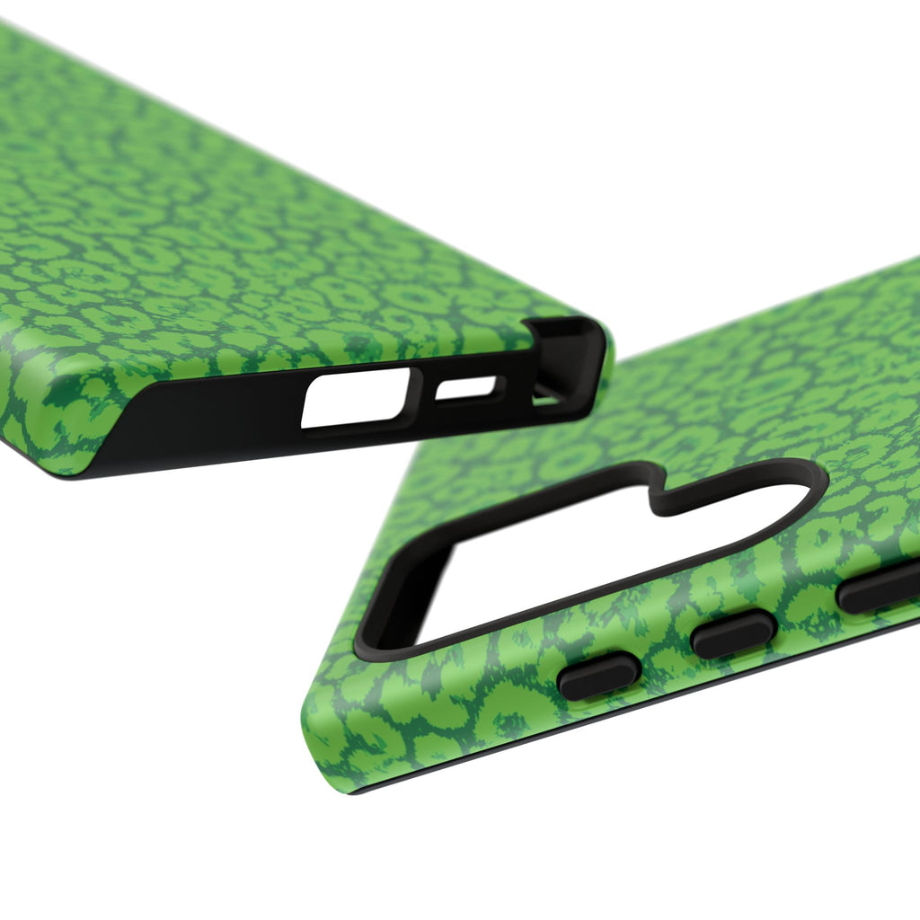 Neon Green Leopard Tough Phone Case for iPhone, Galaxy, or Google Pixel
