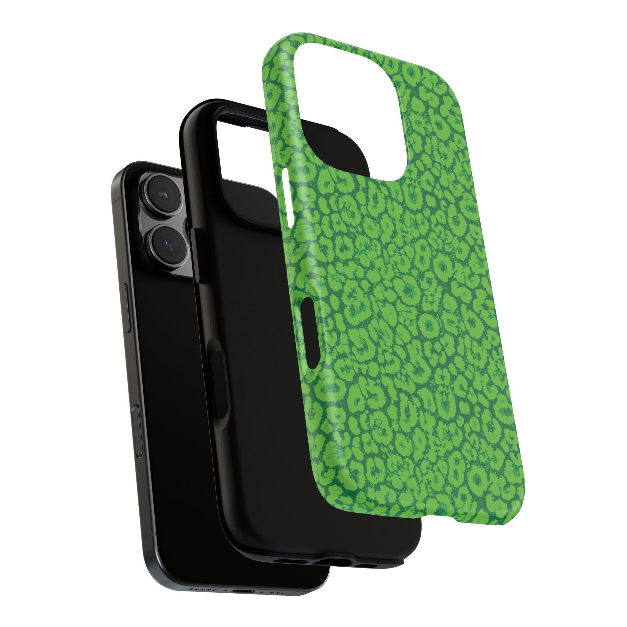 Neon Green Leopard Tough Phone Case for iPhone, Galaxy, or Google Pixel