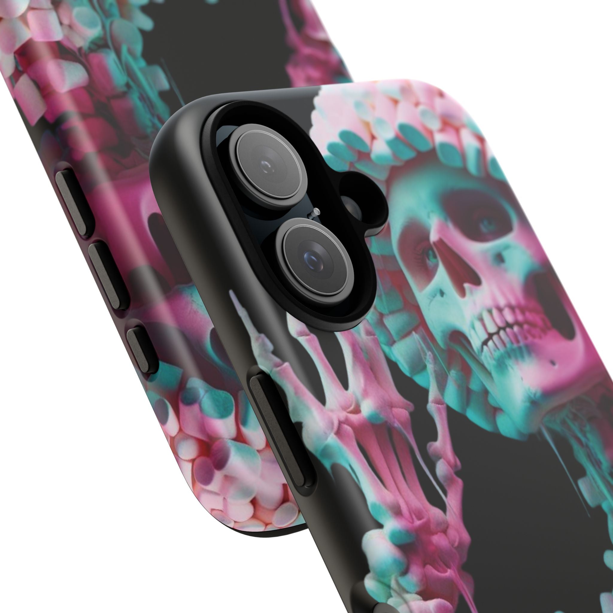Neon Pink Skeleton (Black) Tough Phone Case for iPhone, Galaxy, or Google Pixel