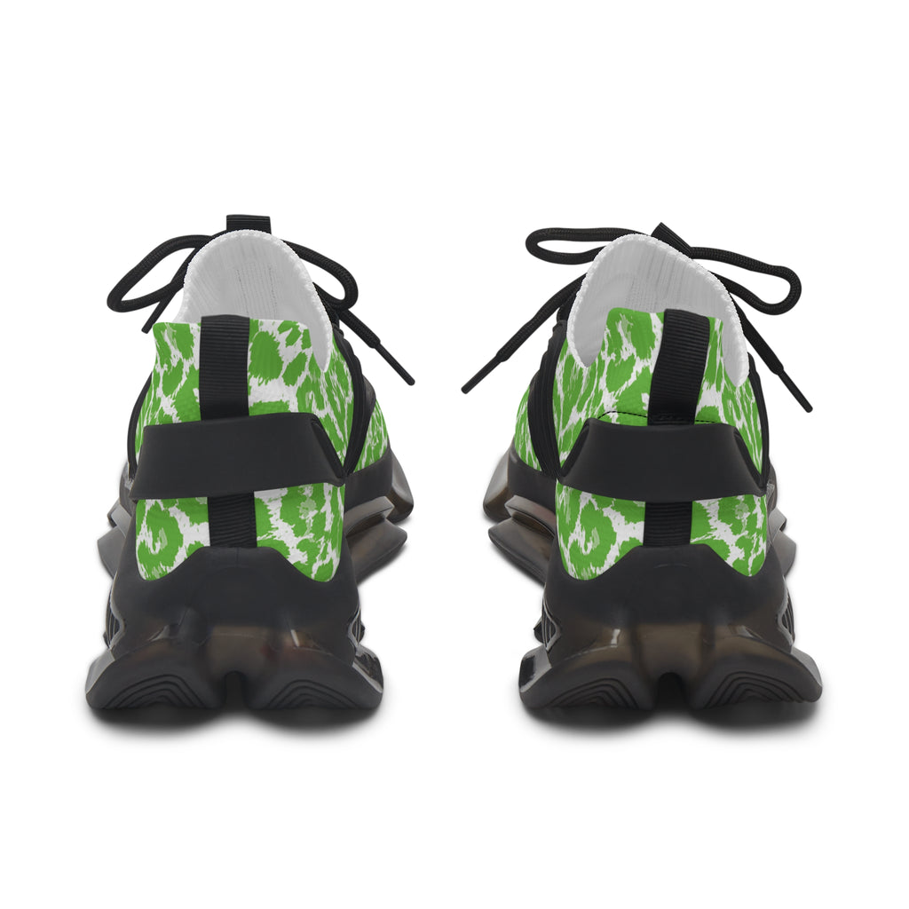 Neon Green Leopard Women's Mesh Sneakers