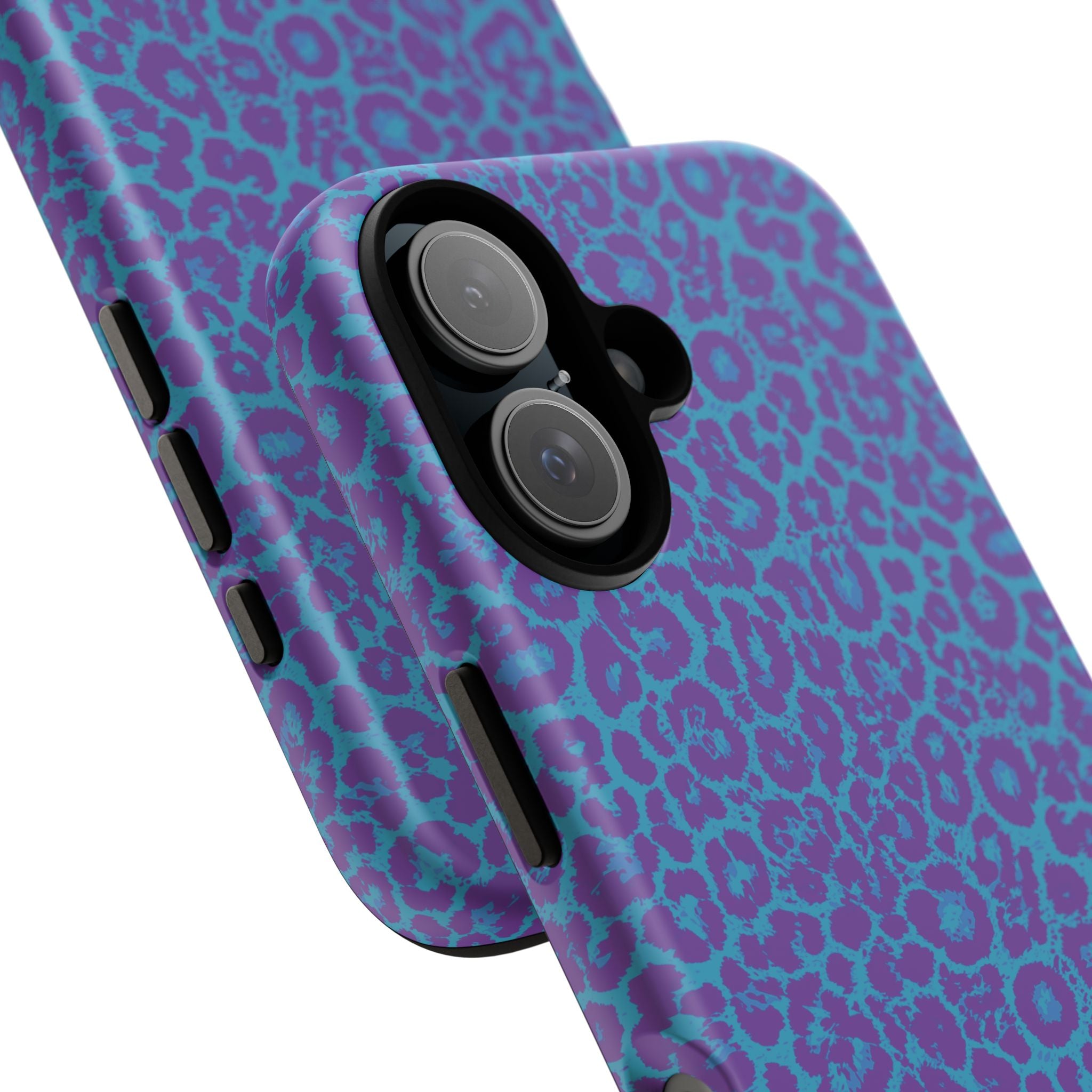 Leopard Printed Purple Blue Tough Phone Case for iPhone, Galaxy, or Google Pixel