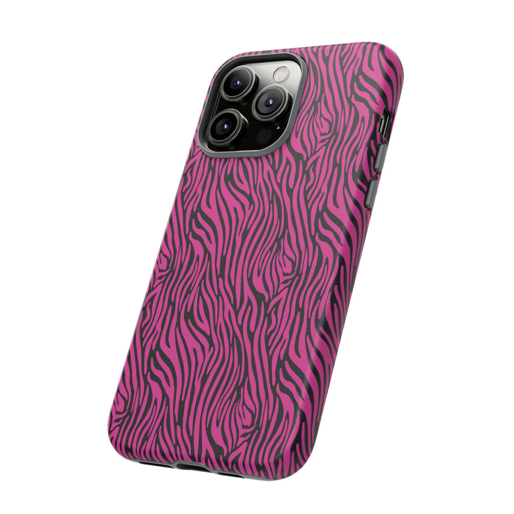 Pink Zebra Tough Phone Case for iPhone, Galaxy, or Google Pixel