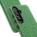 Blue Neon Green  Leopard Tough Phone Case for iPhone, Galaxy, or Google Pixel