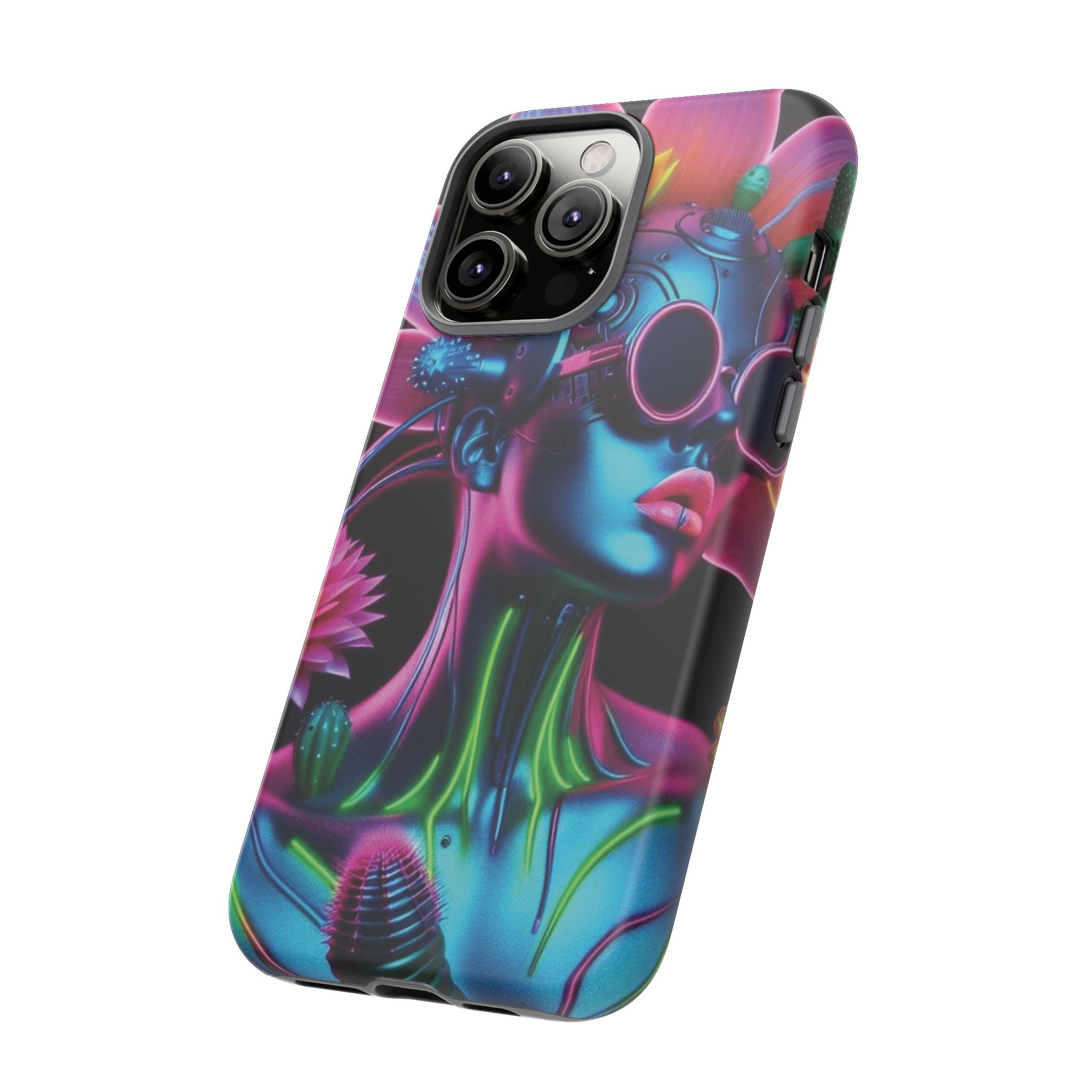 Neon Androgen Cactus Flower Tough Phone Case for iPhone, Galaxy, or Google Pixel