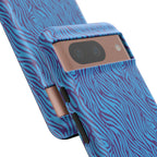 Zebra Print Blue and Purple Tough Case for iPhone, Galaxy or Google Pixel
